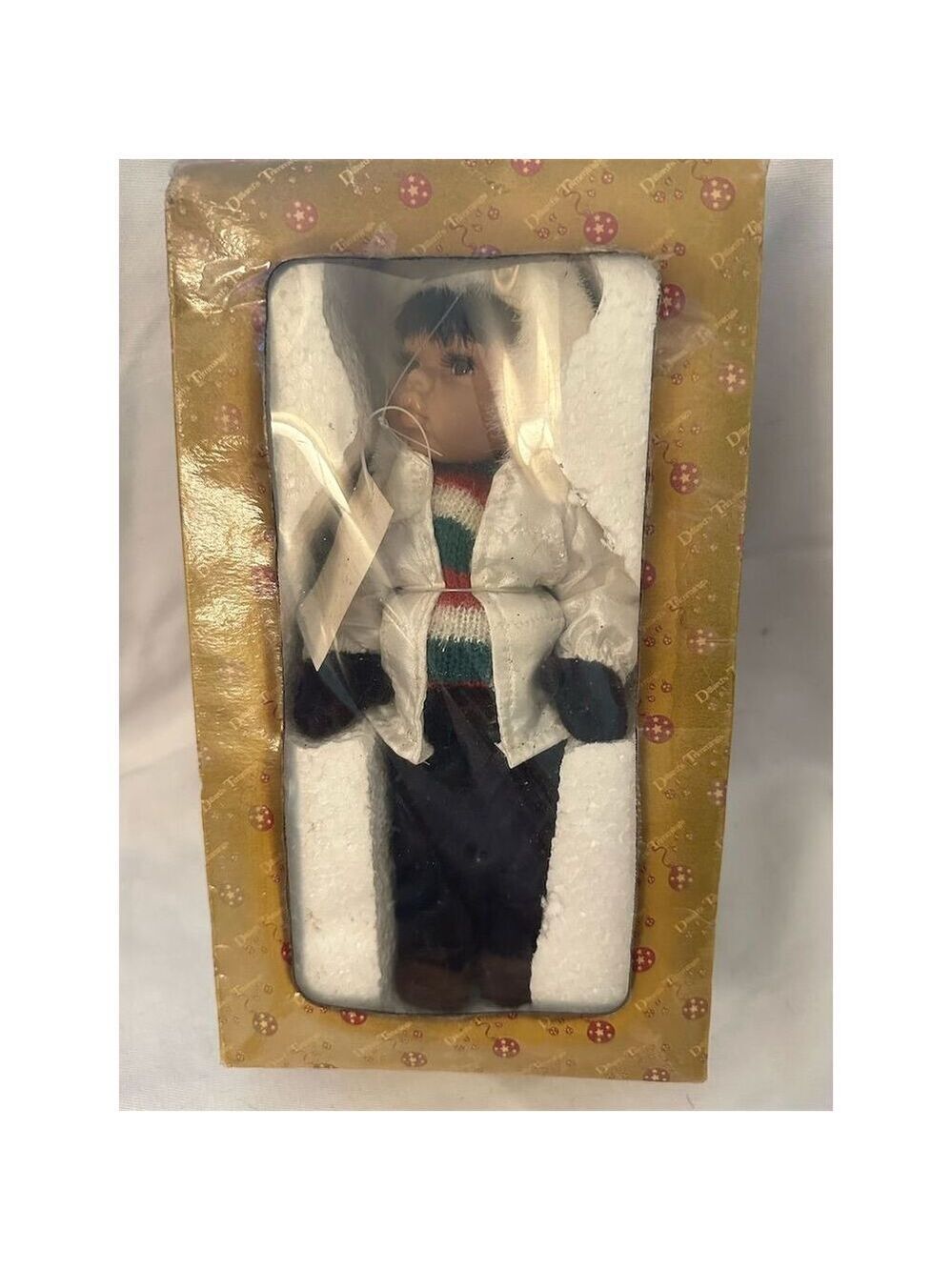 Dillard's Christmas Porcelain Doll 16" Standard Festive Design in Box